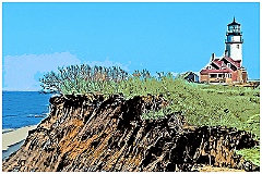 Cape Cod Light Before the Move Away From Cliffs - Digital Painti